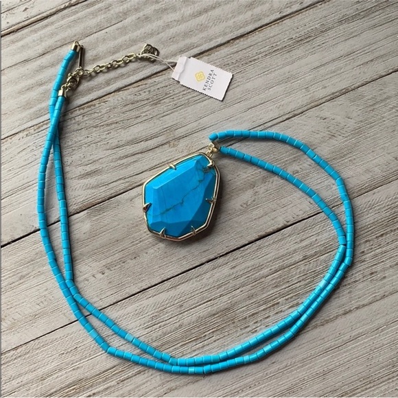 Kendra Scott Beatrix Aqua Blue Howlite Pendant Necklace New with tags! - Picture 2 of 12